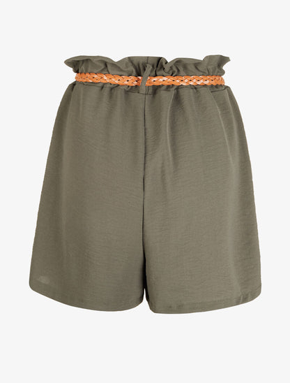 Short à ceinture effet osier - kaki - 2