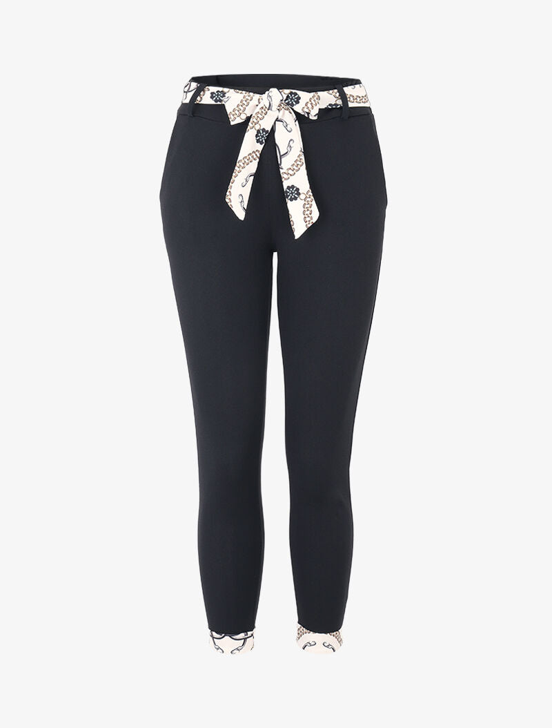 Pantalon 7/8 à bords imprimés - Noir - 1