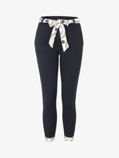 Pantalon 7/8 à bords imprimés - Noir - 1