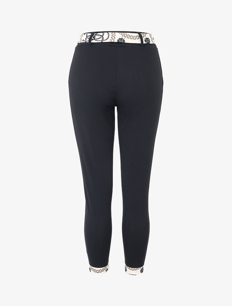 Pantalon 7/8 à bords imprimés - Noir - 2