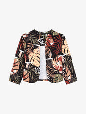 Veste ouverte imprimé feuilles graphiques - Noir - 1