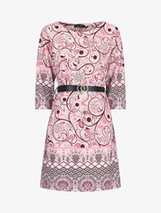 Robe droite à imprimé arabesques - Rose - 1