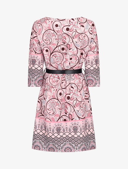 Robe droite à imprimé arabesques - Rose - 2