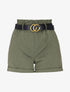 Mini short à ceinture simili - Kaki - 1