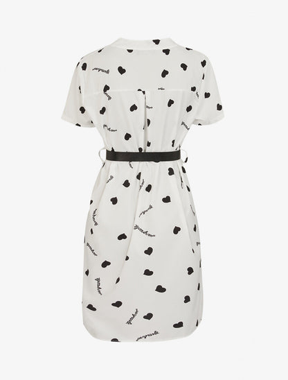 Robe trapèze à imprimés coeurs - Noir/blanc - 2