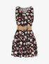 Robe fleurie à volants - Noir - 1