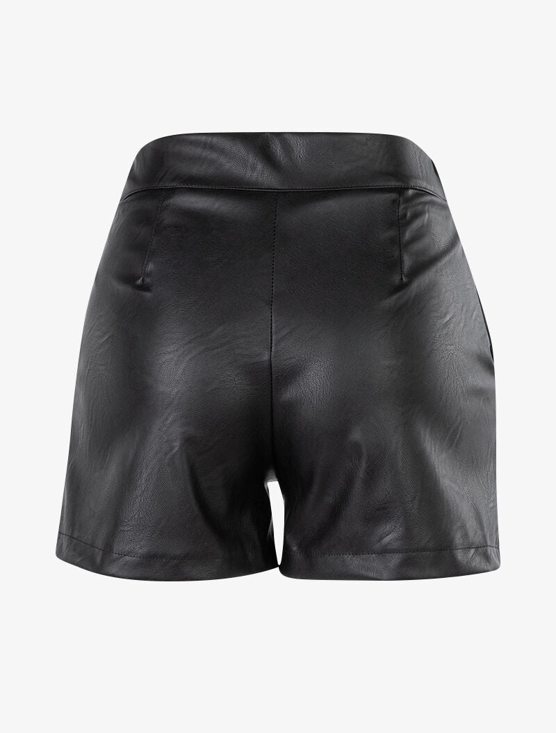 Mini short en simili coupe droite - Noir - 2