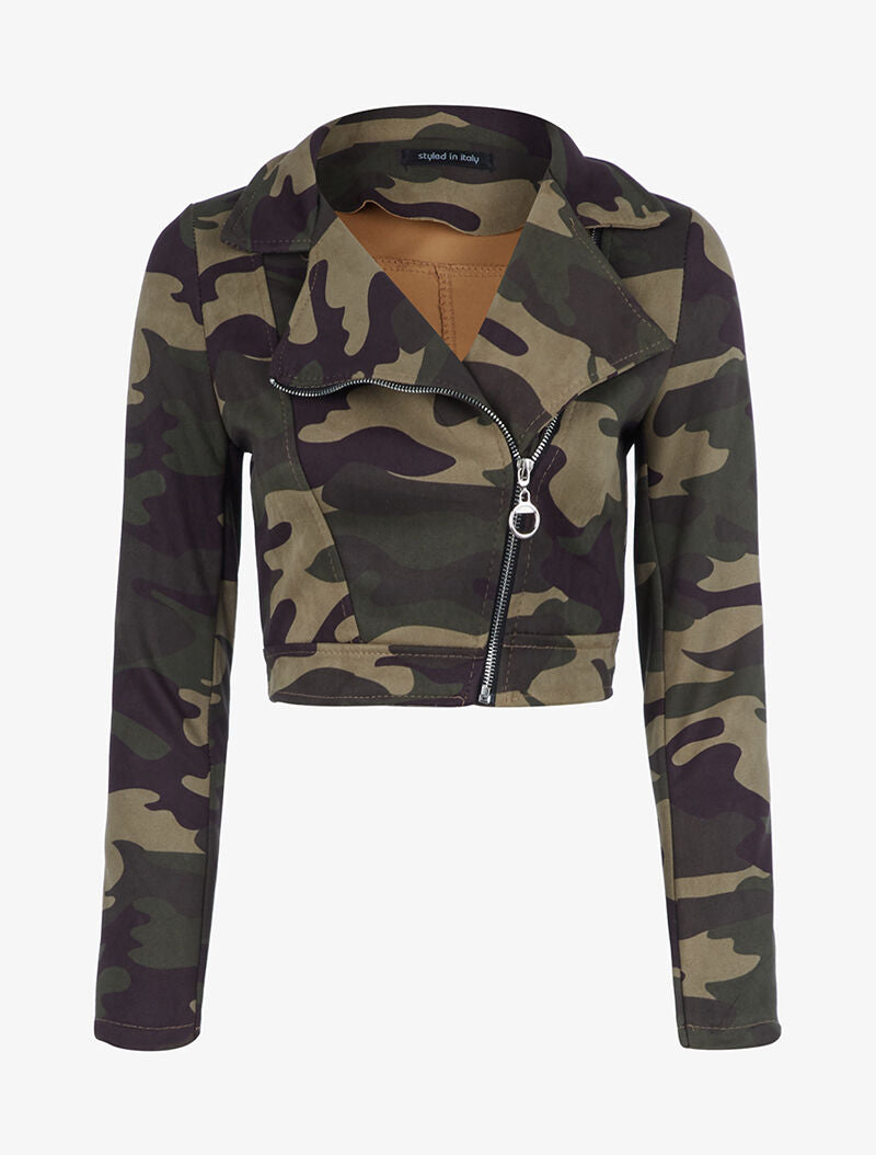 Perfecto à imprimé treillis - Kaki - 3