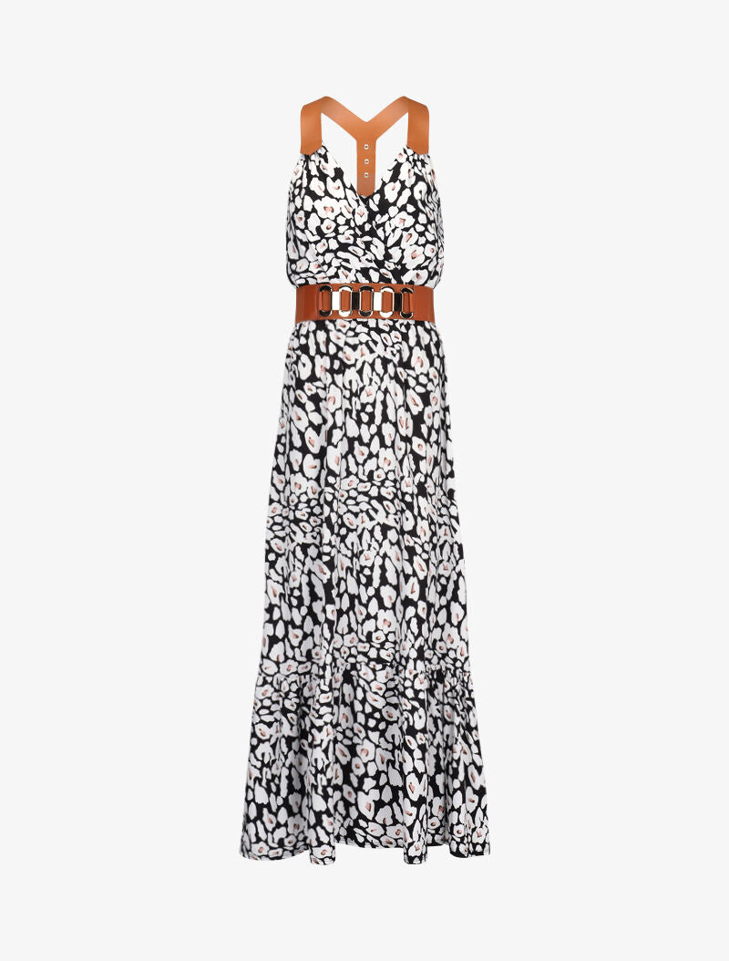 Robe à bretelles style sangles en simili - Noir - 1