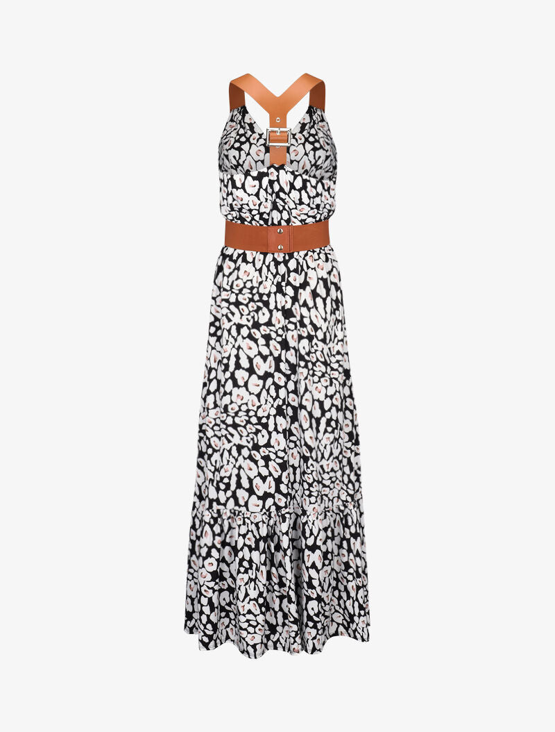 Robe à bretelles style sangles en simili - Noir - 2