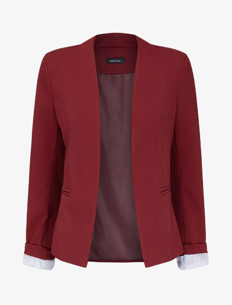 Blazer à revers imprimé rayé - Bordeaux - 2
