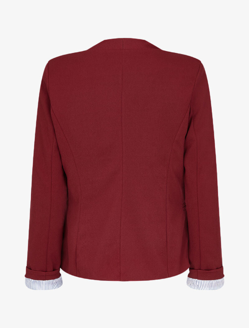 Blazer à revers imprimé rayé - Bordeaux - 3