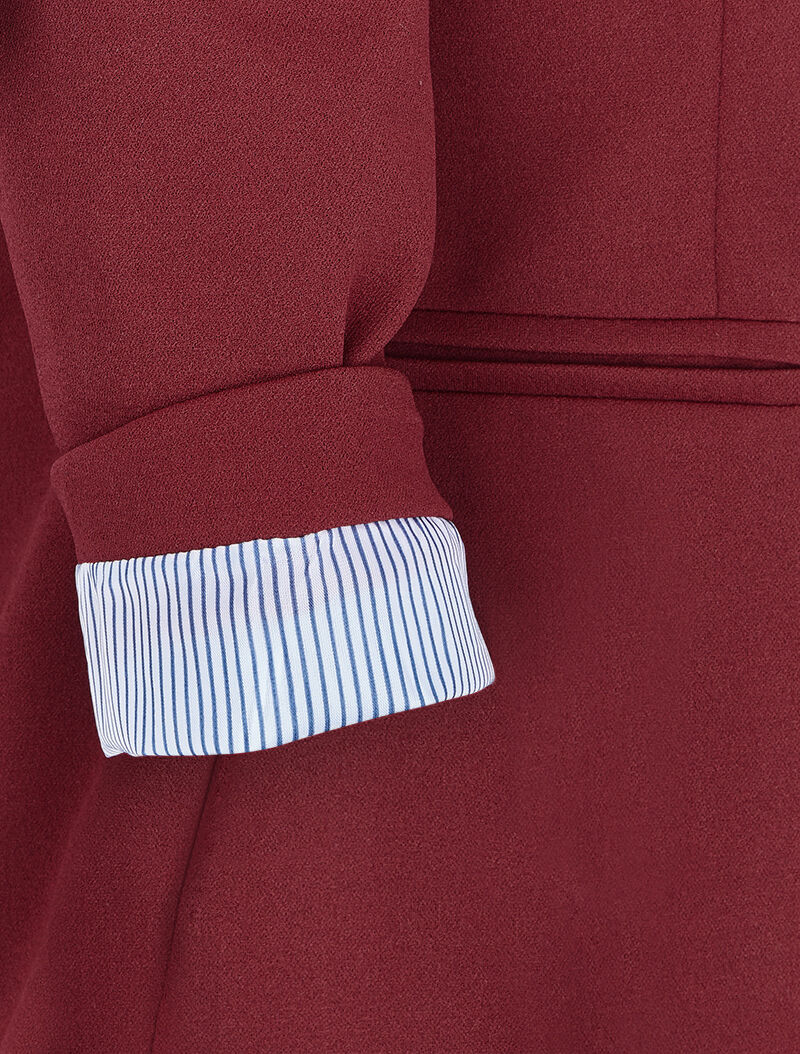 Blazer à revers imprimé rayé - Bordeaux - 4