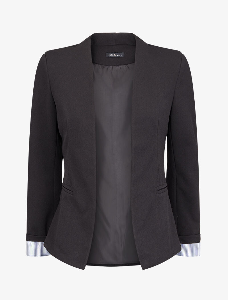 Blazer à revers imprimé rayé - Noir - 2