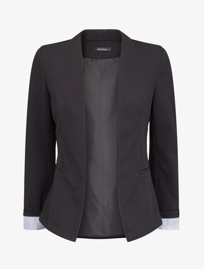 Blazer à revers imprimé rayé - Noir - 2