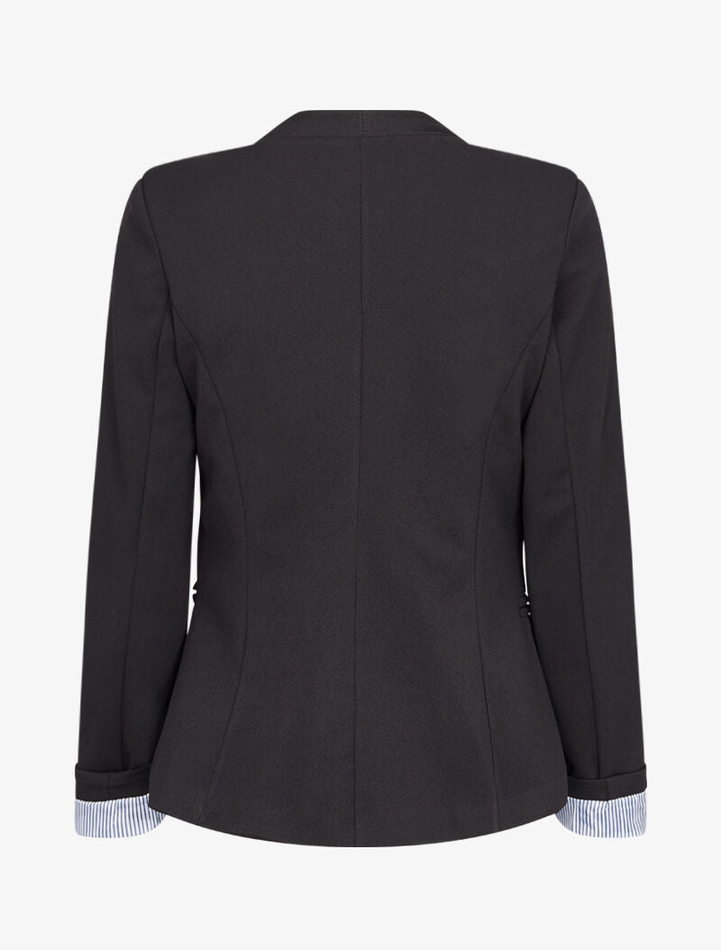 Blazer à revers imprimé rayé - Noir - 3