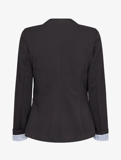 Blazer à revers imprimé rayé - Noir - 3