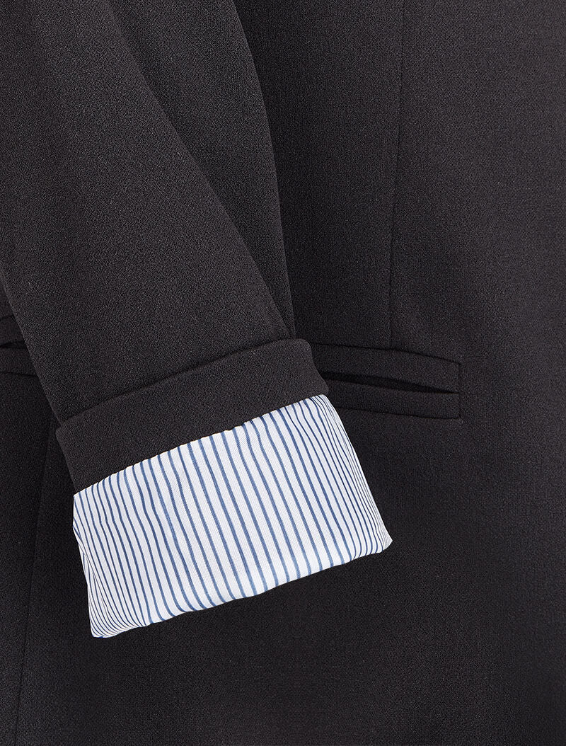 Blazer à revers imprimé rayé - Noir - 4