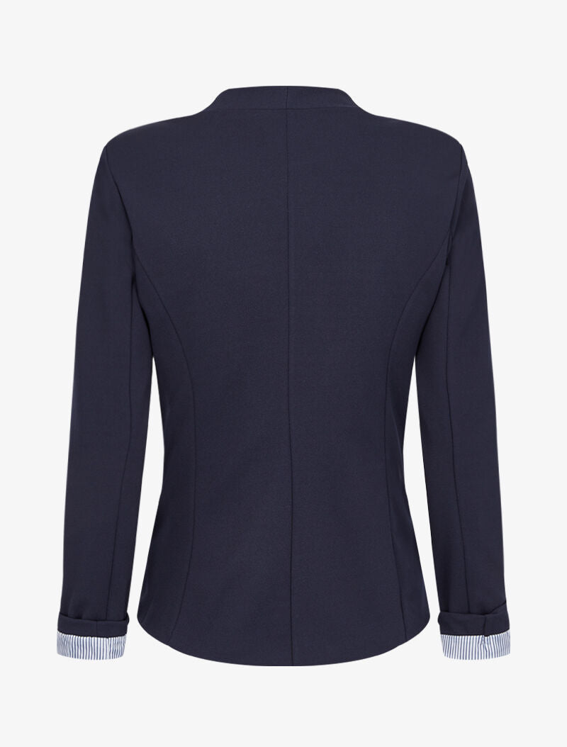 Blazer à revers imprimé rayé - Marine - 2