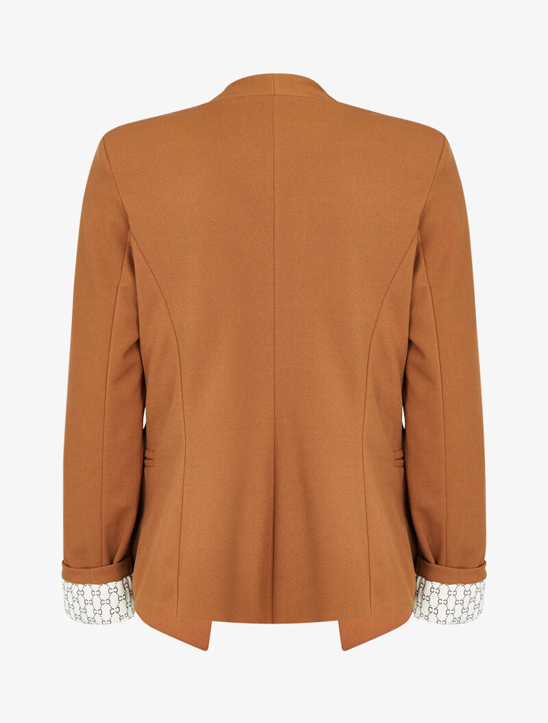 Blazer à revers imprimé graphique - Camel - 2