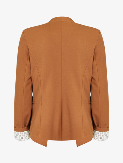 Blazer à revers imprimé graphique - Camel - 2