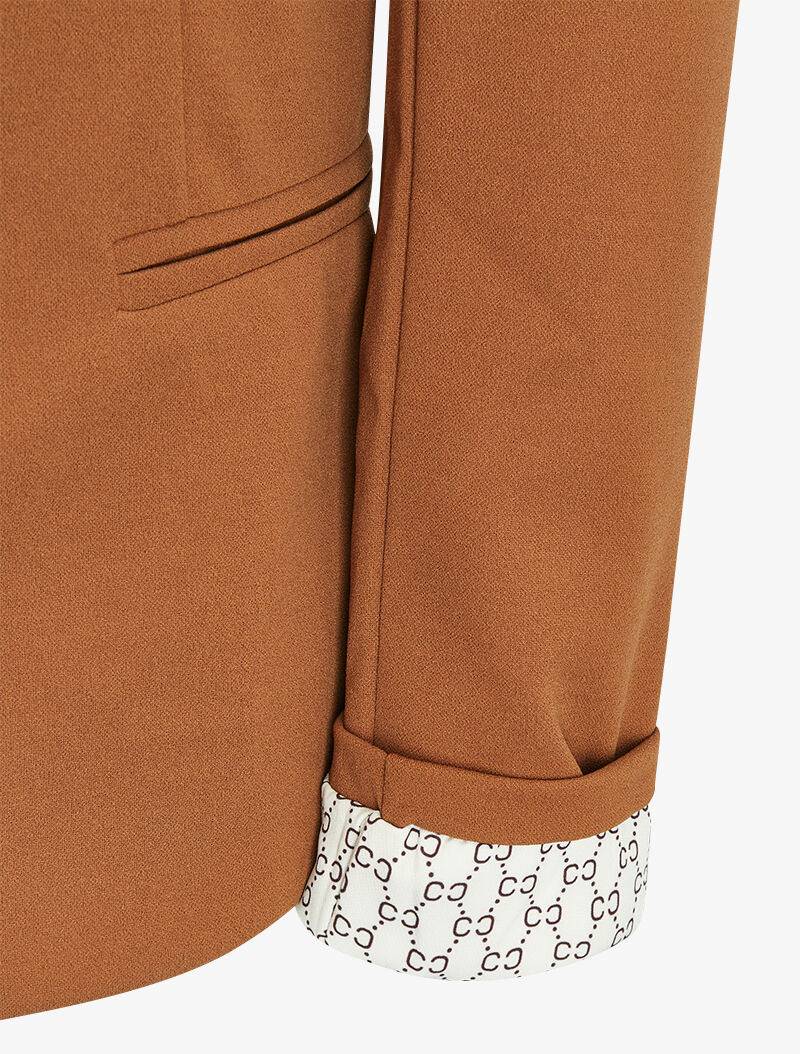 Blazer à revers imprimé graphique - Camel - 3