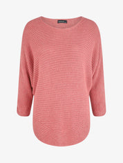 Pull loose irisé à bords arrondis - Rose foncé - 4