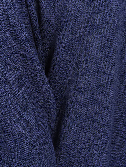 Pull loose en maille fine à manches 3/4 - Marine - 3