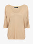 Pull loose en maille fine à manches 3/4 - Beige - 1