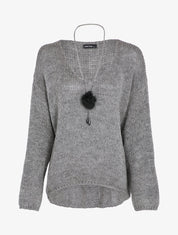 Pull oversize à dos long - Gris chiné - 4