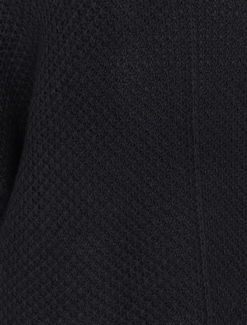 Pull oversize à manches 3/4 et col U - Noir - 3