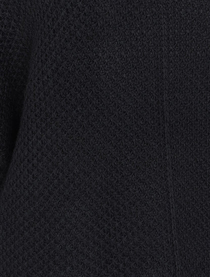 Pull oversize à manches 3/4 et col U - Noir - 3