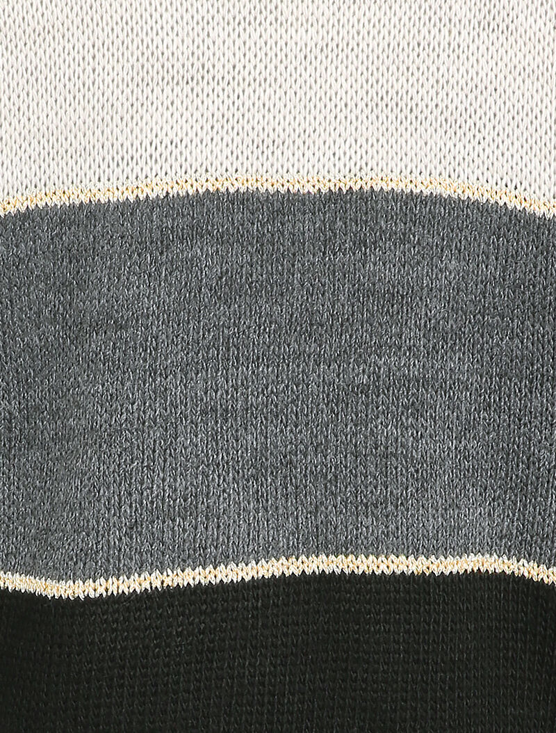 Pull loose à rayures et détails irisés - Taupe - 3
