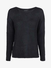 Pull loose en maille épaisse et fine - Noir - 4