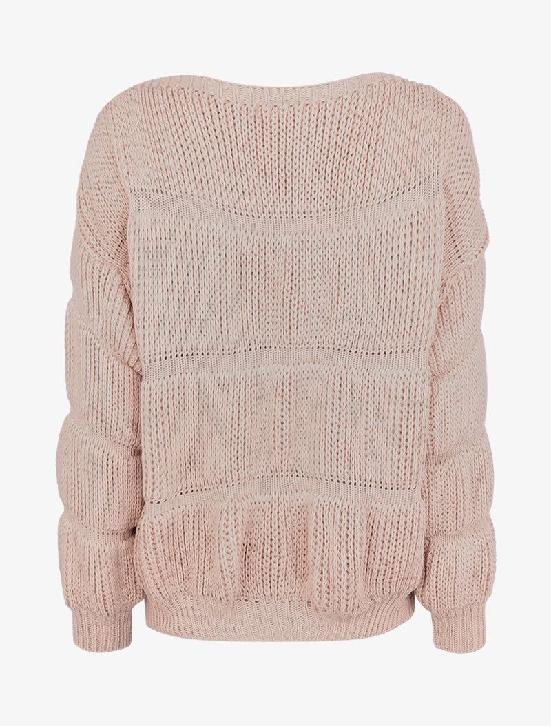 Pull boule effet gondolé - Rose poudré - 2