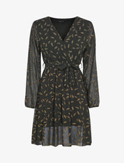 Robe mi-longue à détails irisés plumes - Noir - 5