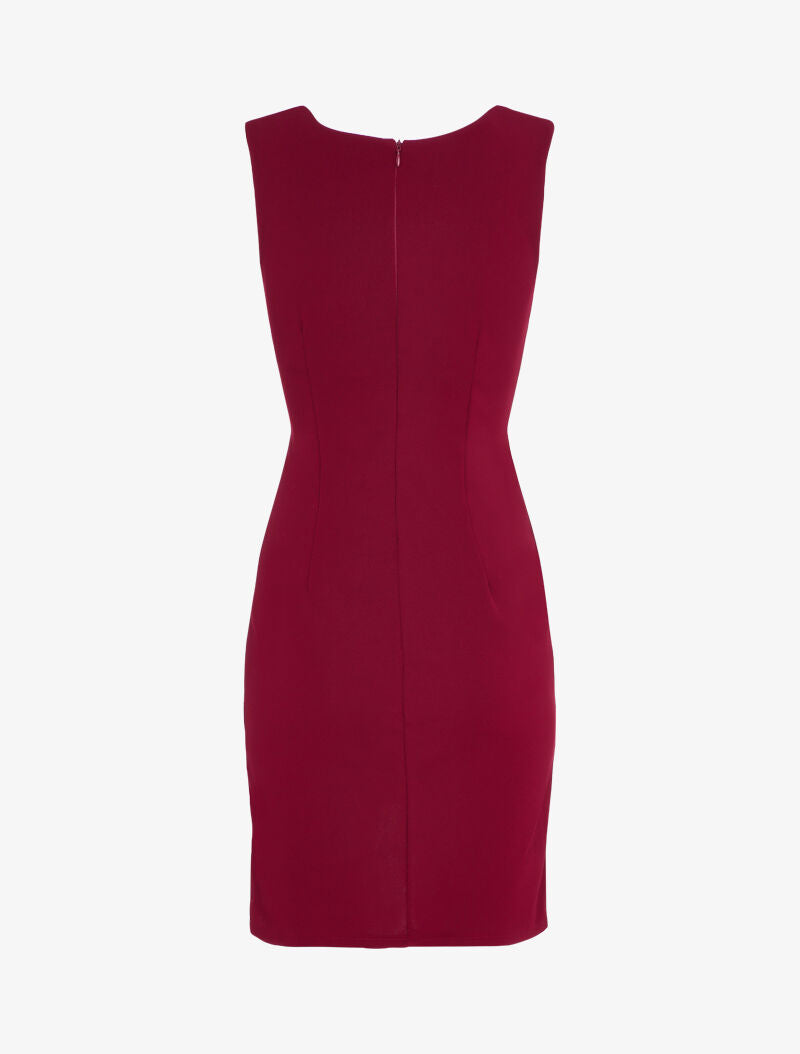 Robe ajustée à col tailleur et boutons décoratifs - Bordeaux - 2