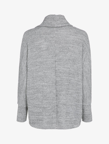 Pull chauve-souris col roulé en maille avec sautoir - Gris - 3