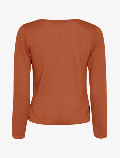 Pull fin à superposition et col cache-coeur - Orange - 3