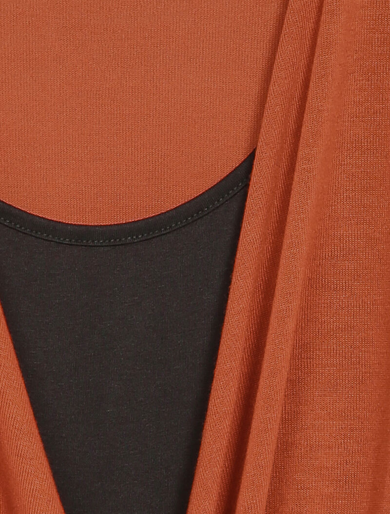 Pull fin à superposition et col cache-coeur - Orange - 4