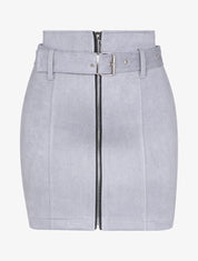 Mini jupe crayon à zip en suédine - Gris clair - 1