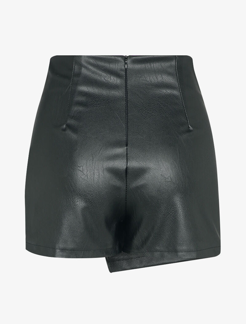 Short en simili effet jupe en trompe l&