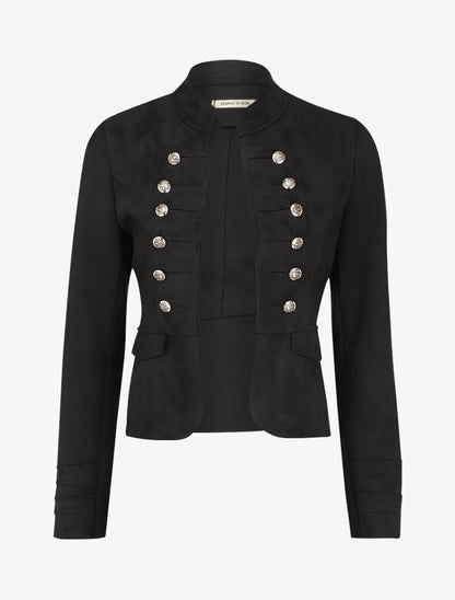 Veste courte en suédine style officier - Noir - 4