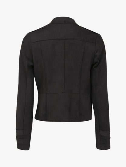 Veste courte en suédine style officier - Noir - 2