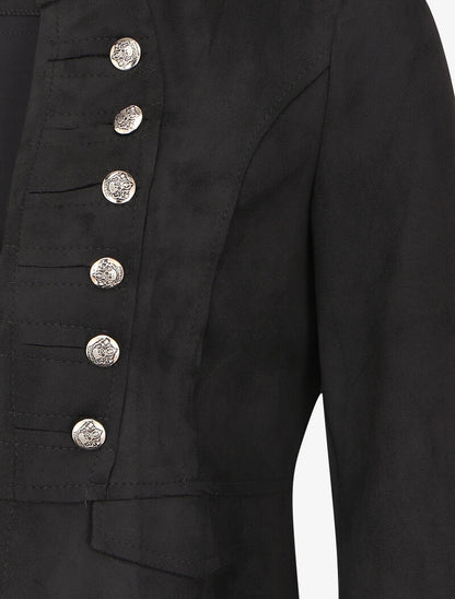 Veste courte en suédine style officier - Noir - 3