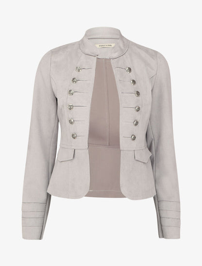 Veste courte en suédine style officier - Gris clair - 1