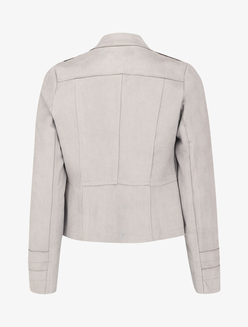 Veste courte en suédine style officier - Gris clair - 2