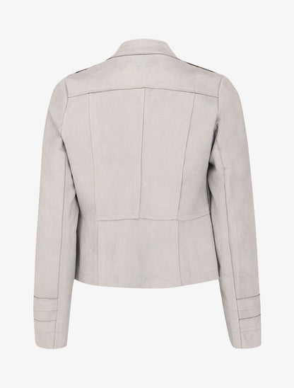 Veste courte en suédine style officier - Gris clair - 2