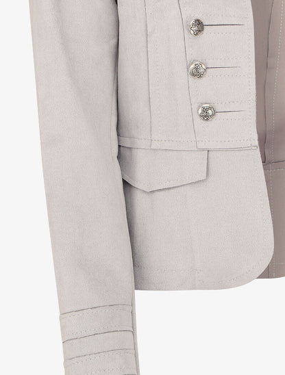 Veste courte en suédine style officier - Gris clair - 3