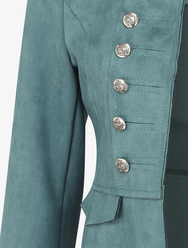 Veste courte en suédine style officier - Bleu charrette - 3